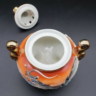 Vintage Japanese Moriage Porcelain Incense Burner Footed Dragon Ware MCI Japan 3