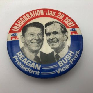 1981 Ronald Reagan George Bush Inauguration 2 - 1/4 " Pin Pinback Button Badge N3