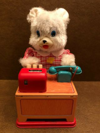 Vintage Modern Toys (japan) Battery Operated Accountant Bear