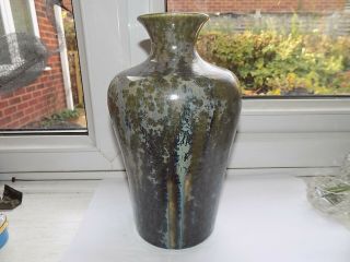Antique Japanese / English Art Pottery Crystalline Glaze Vase (signed) 22 Cm