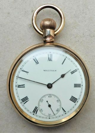 No Resrve C1904 Waltham Gold Plated Mechanical Pocket Watch Vintage Antique