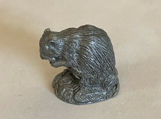 Jane Lunger Signed The Beaver 1981 Pewter Figurine Franklin 1 1/2” Tall