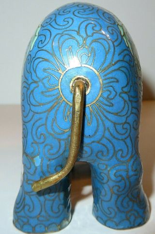 Vintage Decorative Cloisonne Elephant with Trunk Up for Good Luck,  Enamel Brass 3