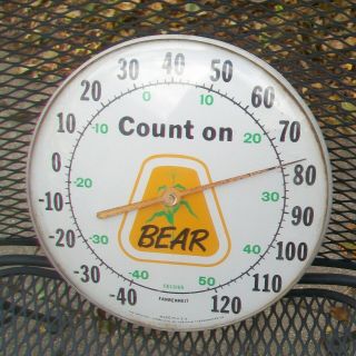 Vintage Bear Hybrids Seed Corn Farm Thermometer - Decatur Illinois 3