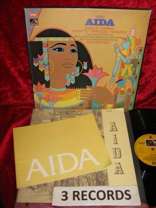 1974 Uk Nm 3lp San 358/60 Stereo Verdi Aida Caballe Domingo Muti Includes A Pro