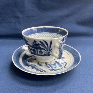 Antique Chinese Export Blue and White Porcelain Canton Cup and Saucer 2