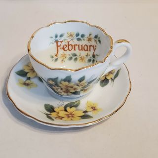 Golden Crown Germany E&r Miniature Fine China Cup And Saucer Set February