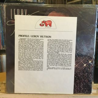 [soul/funk] Exc Lp Leroy Hutson Unforgettable {og 1979 Rso Wlp Promo W/ Insert]