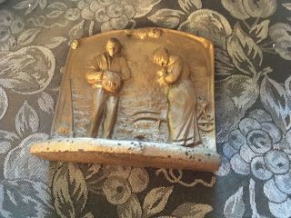 Vintage Cast Iron Bookend / Doorstop Door /give Us Our Daily Bread