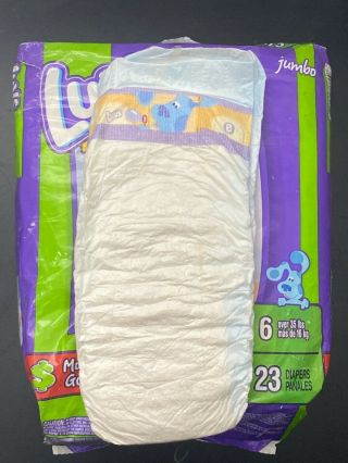 Rare Vintage Luvs size 6 from 2009 OPEN PACK Blues Clues designs 20 diapers 3