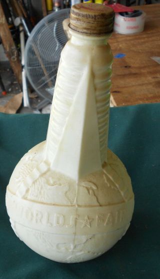 1939 Souvenir York Worlds Fair Milk Glass Bottle