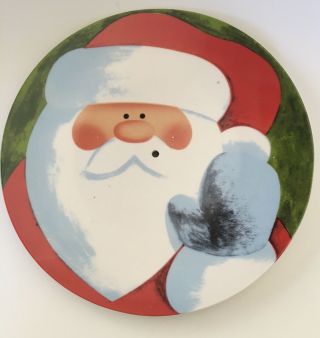 Ceramic Christmas Santa Claus Cake Plate - Hole In Centre For Cake Stand