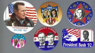 1988 - 1992 George H.  W.  Bush & Dan Quayle Presidential Campaign Button Group - E