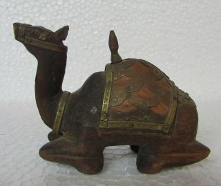 Vintage Old Hand Carved Brass Fitted Camel Statue Figurine