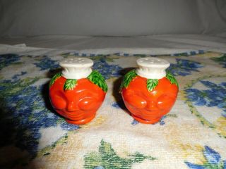 Vintage Anthropomorphic Tomato Head Salt And Pepper Shakers Japan