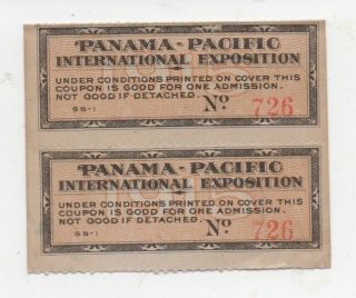 Two 1915 Admission Tickets To The Ppie World 