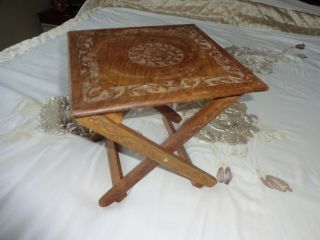 Vintage Hand Carved Indian Wooden Folding Table/stand