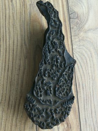 Indian Wooden Hand Carved Textile Printing Block Antique.  2