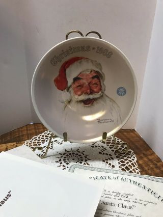 Vintage Knowles Norman Rockwell Santa Claus Plate 1988 Ltd Edition Box