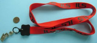 Lanyard,  2 Pins Vtg Ils Proton International Launch Services Red