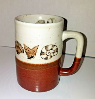Vtg Otagiri ? Sea Shell Mug Brown Stoneware Coffee Mug Cup 15 Fl Oz