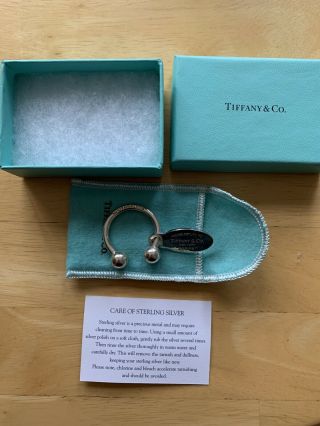 Vintage Silver 925 Tiffany & Co Keyring With Leaf Pendant,  Pouch,  Box