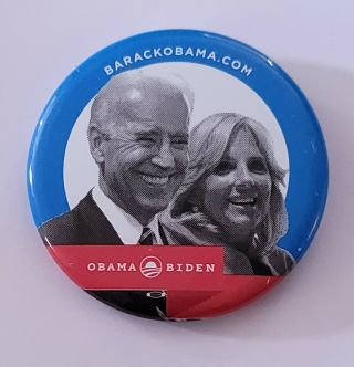 Vp Joe Biden And Jilll Official Campaign Pinback Button Pin Badge Obama