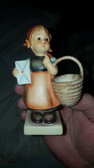 M.  I.  Hummel Goebel Figurine " Meditation " Girl With Basket And Letter