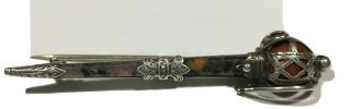 Antique Victorian Scottish Silver Sword Brooch/pin Inlaid Blood Stone Agates - Xf