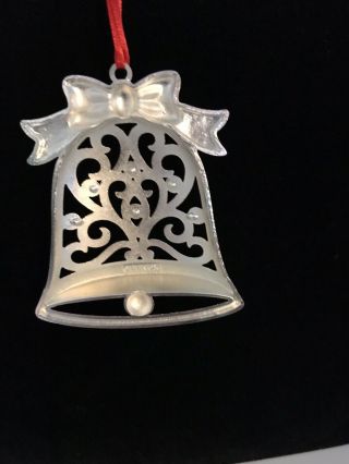 Lenox Sparkle and Scroll Bell Ornament Clear Crystals Silver Plated Christmas 2