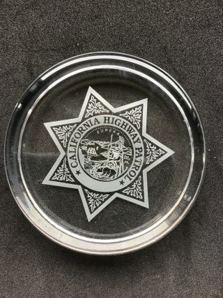 California Highway Patrol Glass Paperweight Chp Star Police Law Enforcement