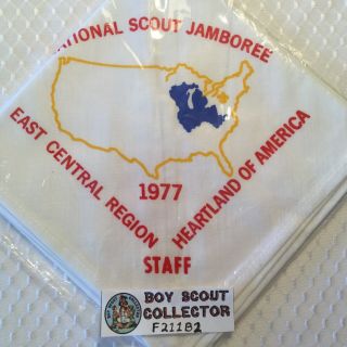 Boy Scout 1977 National Jamboree East Central Region Staff Neckerchief Newin Bag