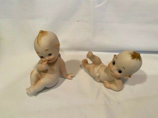 Vintage Bisque Lefton Kewpie Dolls - Piano Babies