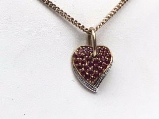 Vintage 9ct Gold and Ruby Heart Shape Pendant & 9ct Gold Chain 3