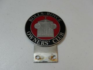 Vintage Enamel Rolls Royce Owners Club Car Badge Auto Emblem