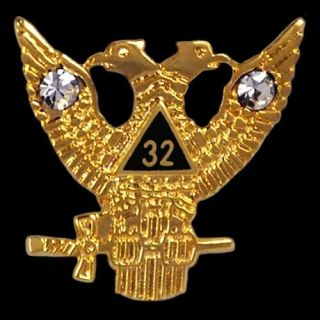 Masonic Master Mason 32nd Degree Wings Up Double Eagle With Stone 5/8 " Lapel Pin