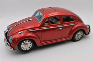 Vintage 1960s Bandai Volkswagen Beetle B/o Huge Tin Litho Toy Vw Opening Sunroof