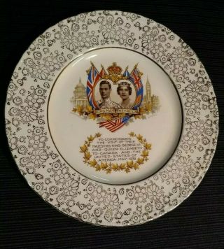 1939 Commemorative Plate King George Vi & Queen Visit To Canada/us,  H&k Tunstall