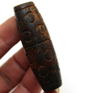 P787 Old China Tibetan Meteorite Jade Tianzhu Amulet Dzi Bead Pendant 2.  6 " X0.  9 "