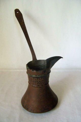 Antique Turkish / Middle Eastern Engraved Copper Cezve / Coffee Pot / Dallah /