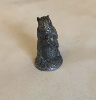 Jane Lunger Signed The Woodchuck 1981 Pewter Figurine Franklin 1 1/2” Tall