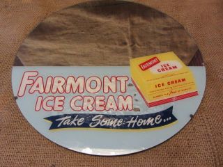 Vintage Fairmont Ice Cream Mirror Sign Old Antique Ice Cream Milk Dairy 9657