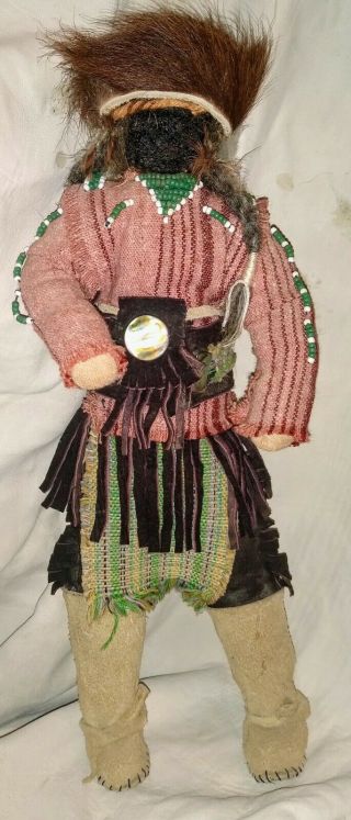 Antique Vintage Inuit Eskimo Native American Indian Hand Made Beaded Cloth Doll