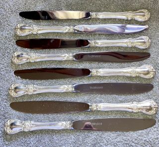 8 Vintage Towle Old Master Sterling Handled 8 7/8” Dinner Knives No Monos