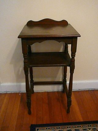 Antique Vintage Solid Wood Telephone Stand,  29 " Tall,  Hand Turned Legs