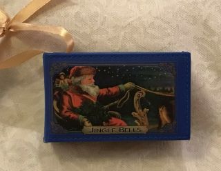 Jingle Bells Windup Music Box Book.  Blue Santa Claus.  Plays Music And Animated.
