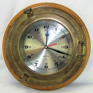 Vintage Porthole Brass Wall Clock Ship 