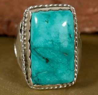 Huge Hallmarked Navajo Vintage Old Pawn Sterling & Big Turquoise Ring Sz 15