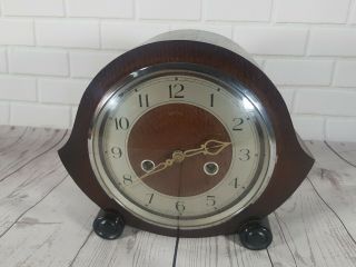 Vintage 1950s Smiths Enfield Striking Mantel Clock With Key.