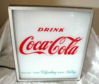 Vintage - Drink Coca - Cola - Lighted Sign - Org - Diner - Store - Vending Machine - 19 X 17